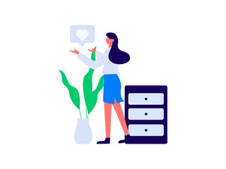 Home indoor character scene flat vector concept operation hand drawn illustration
