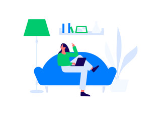 Home indoor character scene flat vector concept operation hand drawn illustration
