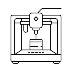3d printer icon, 3d printer line art - simple line art of 3d printer, perfect for 3d printer logos and icons