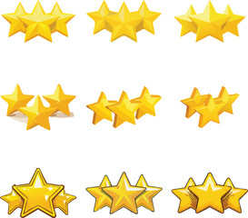 Obraz premium Three yellow stars Customer rating feedback best service review 