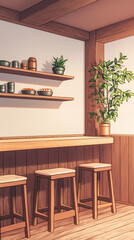 Charming Wooden Restaurant Interior Design