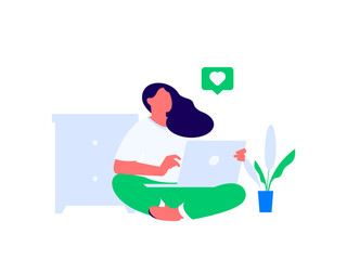 Home indoor character scene flat vector concept operation hand drawn illustration
