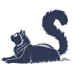 silhouette ragdoll cat on white background