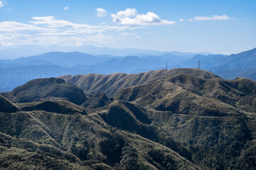 Peaceful scene of mountain cover in Miscanthus, in New Taipei City, Taiwan.