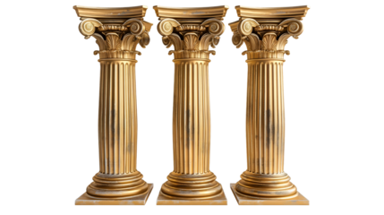 3D Gold Corinthian Columns Greek-Style Architectural Render.