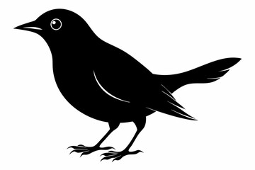 blackbird silhouette line art vector illustration with a white background
