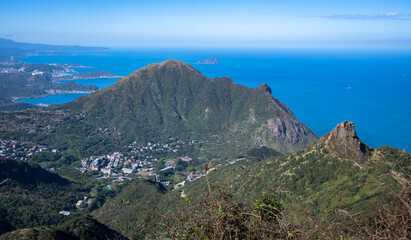 Overlook the Keelung mountain and teapot mountain, in New Taipei City, Taiwan.