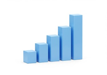 Blue bar graph showing growth on white background