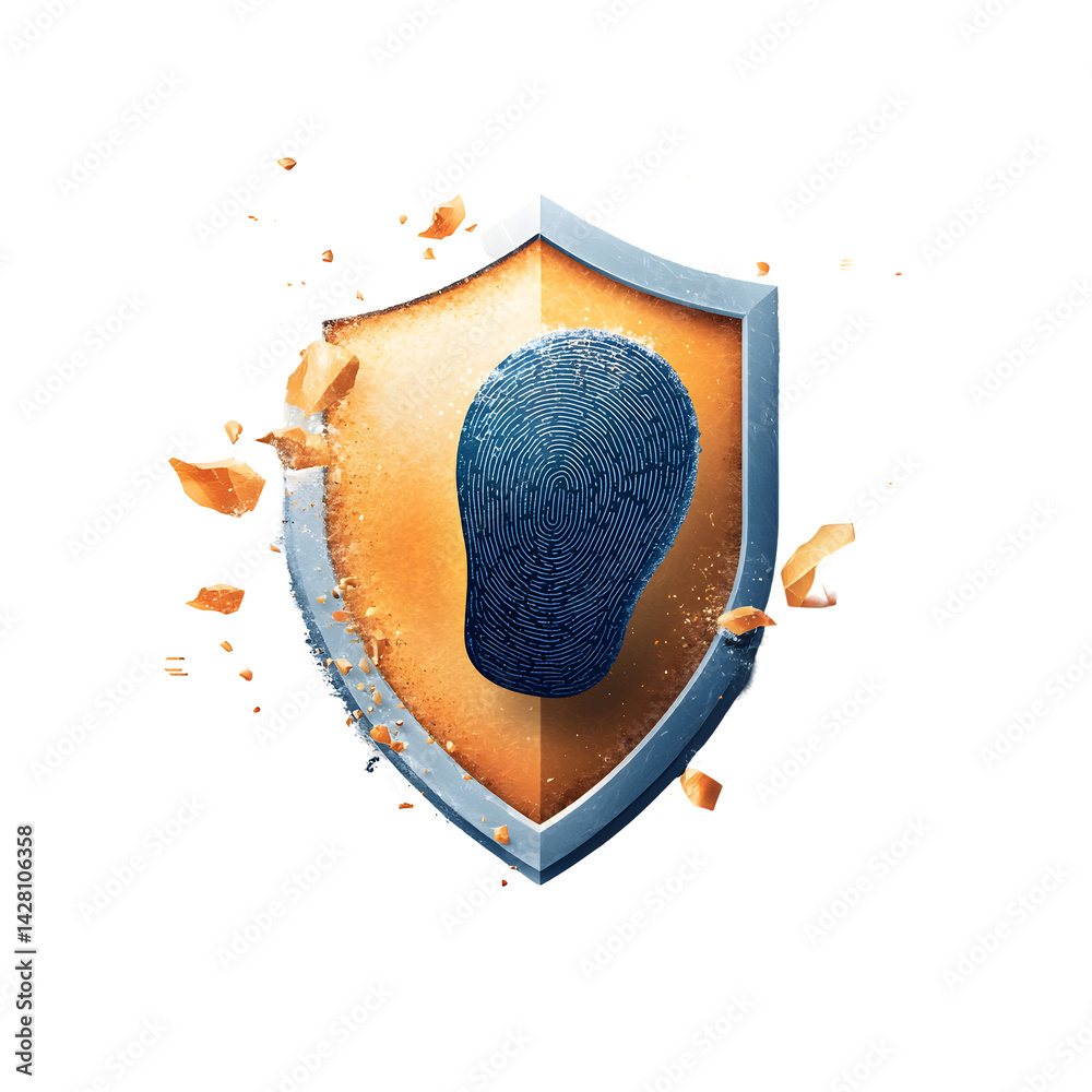 Poster cybersecurity shield icon symbolizing the safeguarding of digital assets personal information and co