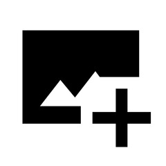 Black and white abstract landscape featuring two mountain peaks and geometric shapes in a square frame