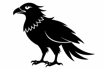 buzzard silhouette line art vector illustration with a white background