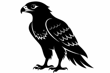 Fototapeta premium buzzard silhouette line art vector illustration with a white background