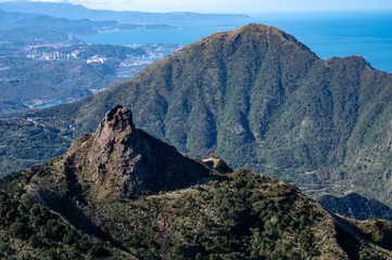 Overlook the Keelung mountain and teapot mountain, in New Taipei City, Taiwan.