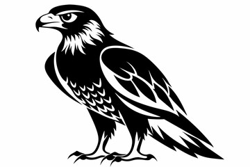 Obraz premium buzzard silhouette line art vector illustration with a white background