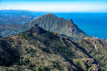 Overlook the Keelung mountain and teapot mountain, in New Taipei City, Taiwan.