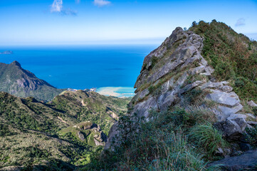 Overlook northeast coast of Taiwan from mountain, in New Taipei Cuty, Taiwan.