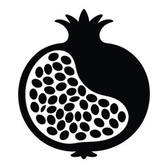 Armenian pomegranate motifs Silhouette, Vector, Icon, Logo, White Background.