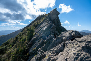 Stunning Peak Serration standing in the Jinguashi like a dinosaur, in New Taipei City, Taiwan.