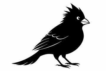 cardinal silhouette line art vector illustration with a white background