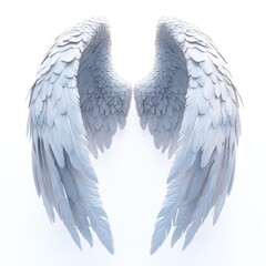 Elegant and Ethereal White Wings with Intricate Feather Details Against a Light Background