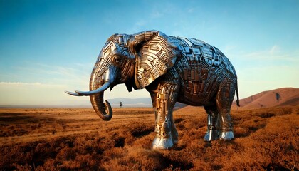 Fototapeta premium Giant Iron Elephant from the Tech World 