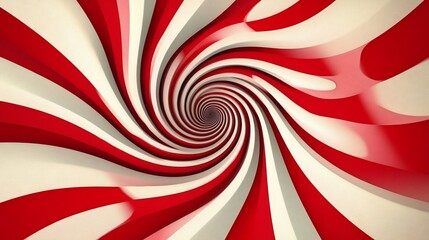 Abstract swirling red and white stripes with a central vortex, creating a visual tunnel