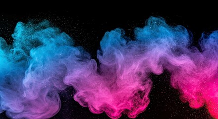 Obraz premium Neon Blue Pink Sparkling Dust Mist Flow Abstract Overlay Texture