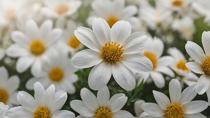 Elegant white bidens flowers blooming in spring garden