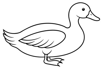 duck silhouette line art vector illustration with a white background