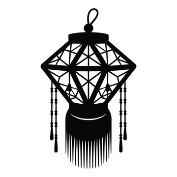 Filipino Parol Lantern Silhouette, Vector, Icon, Logo, White Background.