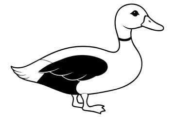duck silhouette line art vector illustration with a white background