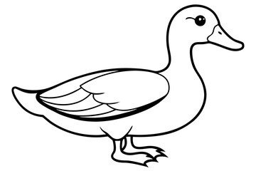 duck silhouette line art vector illustration with a white background