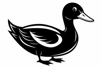 duck silhouette line art vector illustration with a white background