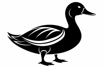 duck silhouette line art vector illustration with a white background