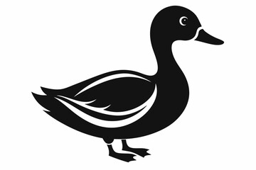 duck silhouette line art vector illustration with a white background
