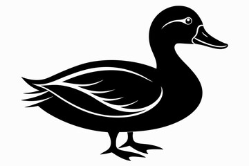 duck silhouette line art vector illustration with a white background