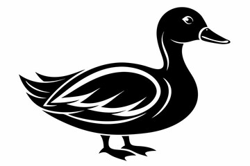 duck silhouette line art vector illustration with a white background