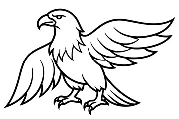 eagle silhouette line art vector illustration with a white background