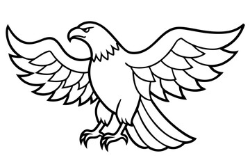 eagle silhouette line art vector illustration with a white background
