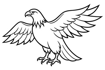 eagle silhouette line art vector illustration with a white background
