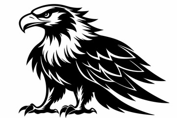 Obraz premium eagle silhouette line art vector illustration with a white background