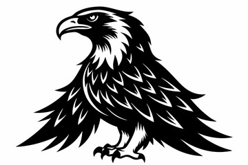 eagle silhouette line art vector illustration with a white background