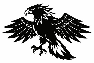 eagle silhouette line art vector illustration with a white background