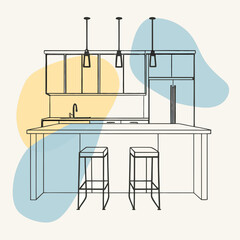 sketch of a kitchen