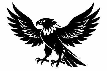 eagle silhouette line art vector illustration with a white background