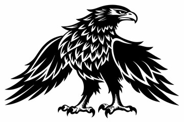 eagle silhouette line art vector illustration with a white background