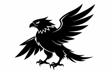 eagle silhouette line art vector illustration with a white background