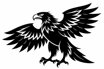 eagle silhouette line art vector illustration with a white background