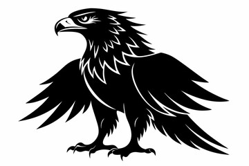 eagle silhouette line art vector illustration with a white background