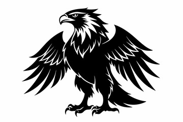 eagle silhouette line art vector illustration with a white background